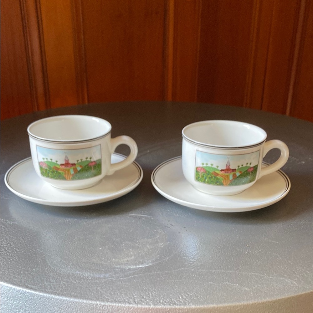 Villeroy & Boch “Naïf” Teacups and Saucers - set of 2